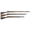 Image 1 : Three Antique Military Style Long Arms -A) U.S. Bartlett Marked Model 1808 Flintlock Musket