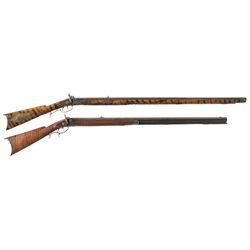 Two Percussion Rifles -A) Unmarked Full Stock Rifle
