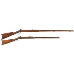 Two Half Stock Percussion Rifles -A) Unmarked Percussion Rifle