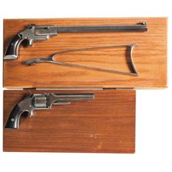 Two Cased Antique Pistols -A) Frank Wesson Model 1870 Pocket Rifle with Shoulder Stock