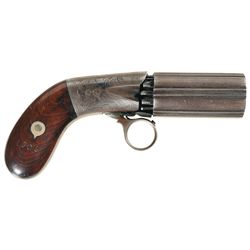 Engraved Unmarked Underhammer Ring Trigger Double Action Pepperbox