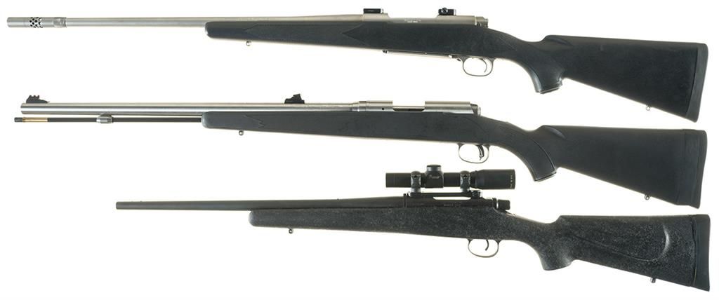 Three Bolt Action Rifles -A) Winchester Model 70 Classic Stainless Boss ...