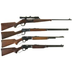 Four Lever Action Long Guns -A) Savage Model 99 Rifle with Scope