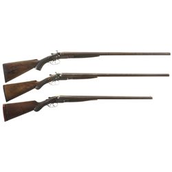 Three Double Barrel Shotguns -A) J.P. Lovell Arms Company Eureka Hammer Shotgun