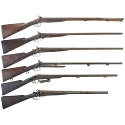 Six Double Barrel Shotguns -A) Dean Marked English Percussion Shotgun