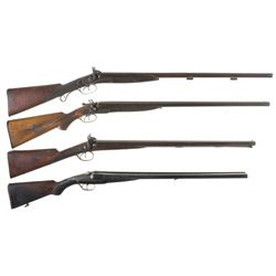 Four Double Barrel Shotguns -A) Perkins Percussion Shotgun
