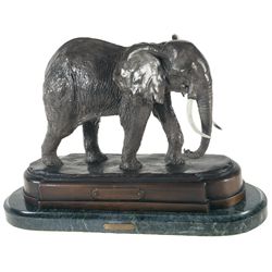 Two Bronzes an Elephant and an Eagle