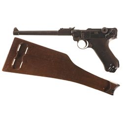 DWM 1917 Dated Model 1914 Artillery Luger Semi-Automatic Pistol with Shoulder Stock