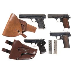Four European Semi-Automatic Pistols -A) Husqvarna Model 1907 Pistol with Holster and Two Extra Maga