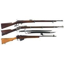 Three Rifles -A) Unidentified Belgian Single Shot Lever Action Rifle