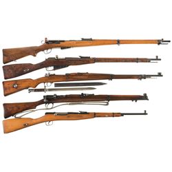 Five  European Bolt Action Rifles -A) Swiss Model 1911 Straight Pull Rifle