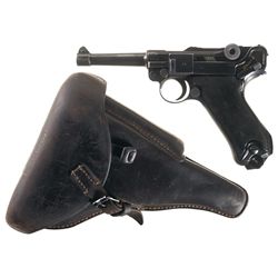Mauser BYF 42 Code P.08 Luger Semi-Automatic Pistol with Holster and Extra Magazine