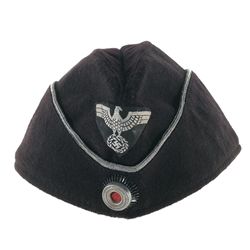 Two Nazi Style German Uniform Hats and One Feldgedarmerie Gorget