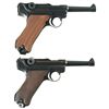 Image 2 : Two Luger Semi-Automatic Pistols -A) Mauser byf Code 1937 Dated Luger Pistol with Holster