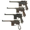 Image 1 : Four Mauser Small Ring Broomhandle Semi-Automatic Pistols -A) Mauser Broomhandle Pistol