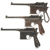 Image 1 : Three Mauser Broomhandle Semi-Automatic Pistols -A) Mauser Small Ring Broomhandle Pistol