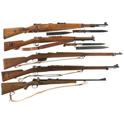 Collector's Lot of Five Bolt Action European Military Rifles -A) German Mauser "byf/44" Code K98 Rif
