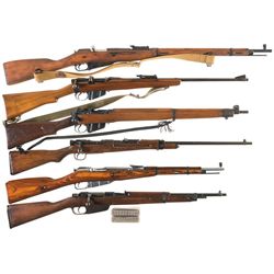 Six Military Bolt Action Rifles -A) Mosin Nagant Model 91/30 Rifle
