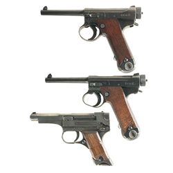 Collector's Lot of Three World War II Japanese Semi-Automatic Pistols -A) Japanese Type 14 Pistol wi