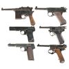 Image 1 : Six Semi-Automatic Pistols -A) Mauser "Bolo" Broomhandle Pistol