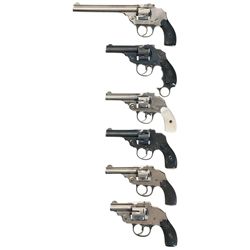 Six Double Action Top Break Hammerless Revolvers -A) Iver Johnson Safety Automatic Revolver