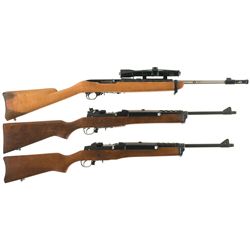 Three Ruger Semi-Automatic Long Guns -A) Ruger Model 10/22 Carbine with AJ Marked Barrel