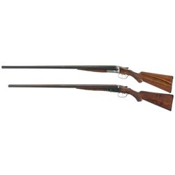 Two Double Barrel Shotguns -A) A.H. Fox HE Grade Shotgun
