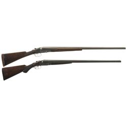 Two Side By Side Shotguns -A) Engraved Parker Brothers GHE Grade Shotgun