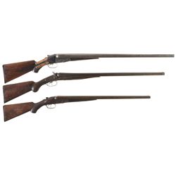 Three Double Barrel Shotguns -A) Parker Bros. PH Grade 10 Gauge Hammerless Shotgun