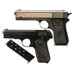 Two Colt Model 1903 Semi-Automatic Pistols -A) Colt Model 1903 Hammer Pocket Pistol with Inscription