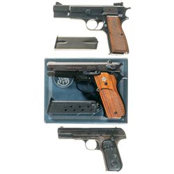 Three Semi-Automatic Pistols -A) Belgium Browning High Power Pistol