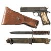 Image 1 : World War II Colt Model 1911A1 Semi-Automatic Pistol with Holster and Combat Knife