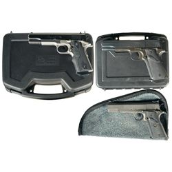 Three Semi-Automatic Pistols -A) Colt MK IV Series 80 Combat Elite Pistol with Lasergrips and Hardca