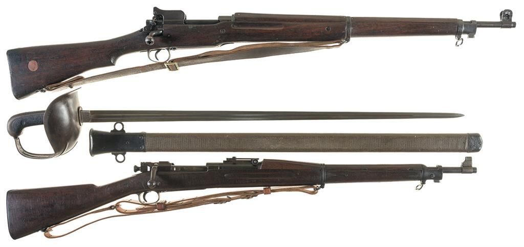 Collector's Lot of Two Bolt Action Military Rifles and a Sword -A ...