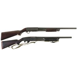 Two U.S. Marked Slide Action Shotguns -A) Ithaca Model 37 Shotgun with Grenade Launcher Sight