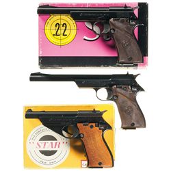 Three Star Semi-Automatic Pistols -A) Star Model FR Sport with Barrel Weight and Box