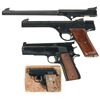 Image 1 : Three Sporting Pistols -A) Rock Pistol Rex Merrill Sportsman Left Handed Single Shot Pistol with Ext