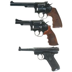 Three Handguns -A) Smith & Wesson K-22 Masterpiece Pre-Model 17 Double Action Revolver