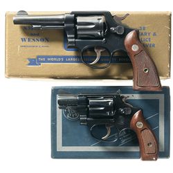 Two Boxed Smith & Wesson Double Action Revolvers -A) Smith & Wesson 38 Military and Police Pre-Model