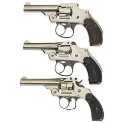 Three Smith & Wesson Double Action Revolvers -A) Smith & Wesson 32 Safety Hammerless 1st Model Revol
