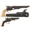 Image 1 : Two Percussion Revolvers -A) Colt Model 1860 Army Revolver with Ivory Grips and Holster