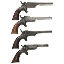 Collector's Lot of Four Single Shot Derringers -A) Unmarked .32 RF Derringer