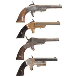 Four Single Shot Pistols -A) Bacon Flush Fitted Recoil Shield Type Pistol