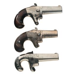 Collector's Lot of Three Engraved Derringers -A) National Arms Co. No. 2 Derringer