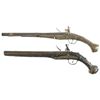 Image 2 : Two Ornate Flintlock Pistols -A) Balkan-Style Pistol with Brass-Paneled Stock