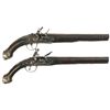 Image 1 : Two Gold and Silver Inlaid Deep Relief Engraved Mediterranean Flintlock Pistols -A) Mediterranean Fl