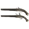 Image 2 : Two Gold and Silver Inlaid Deep Relief Engraved Mediterranean Flintlock Pistols -A) Mediterranean Fl
