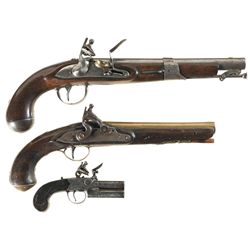 Three Antique Pistols -A) Unmarked Flintlock Pistol