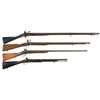 Image 1 : Four Antique Longarms -A) French Charleville Model 1816 Flintlock Musket