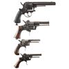 Image 2 : Four Antique Double Action Revolvers -A) Engraved Pinfire Revolver